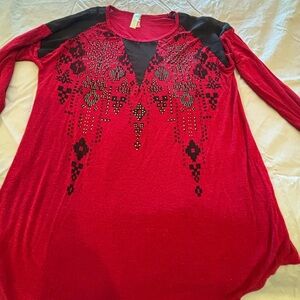 Lawman red and black long sleeve, light weight tunic style top